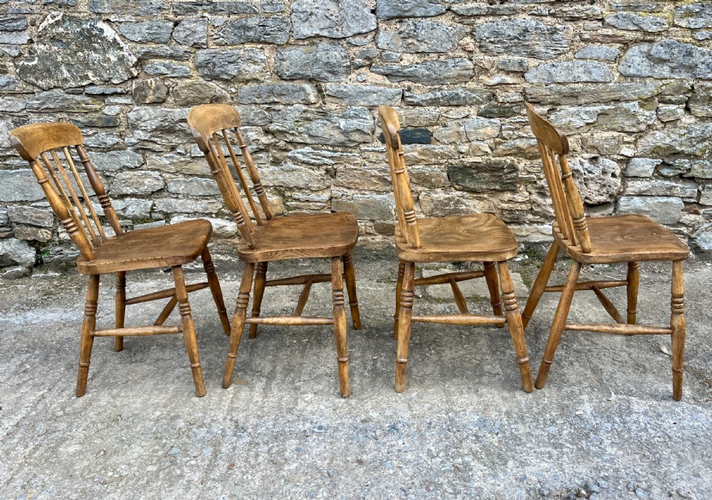 Set of 4 Antique Elm Kitchen Chairs View VI