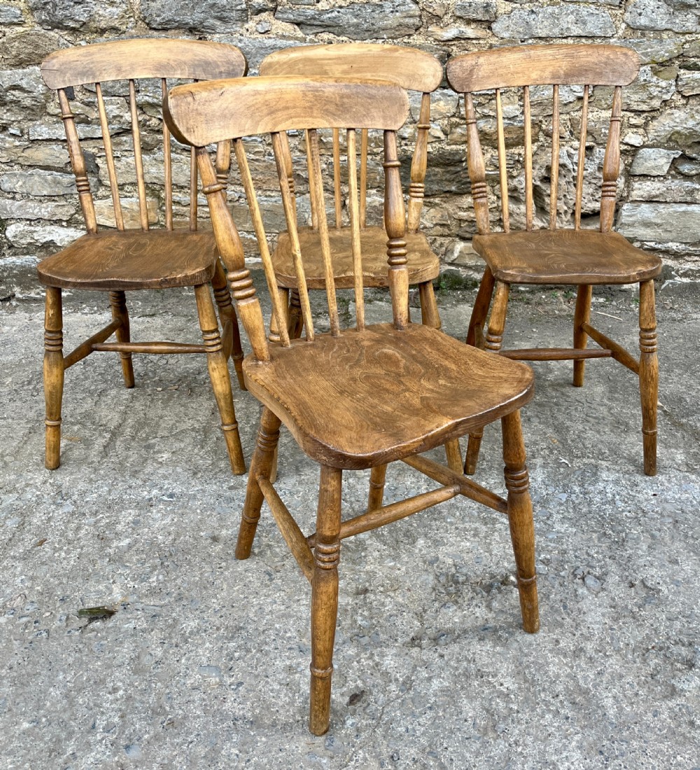 Set of 4 Antique Elm Kitchen Chairs View VII