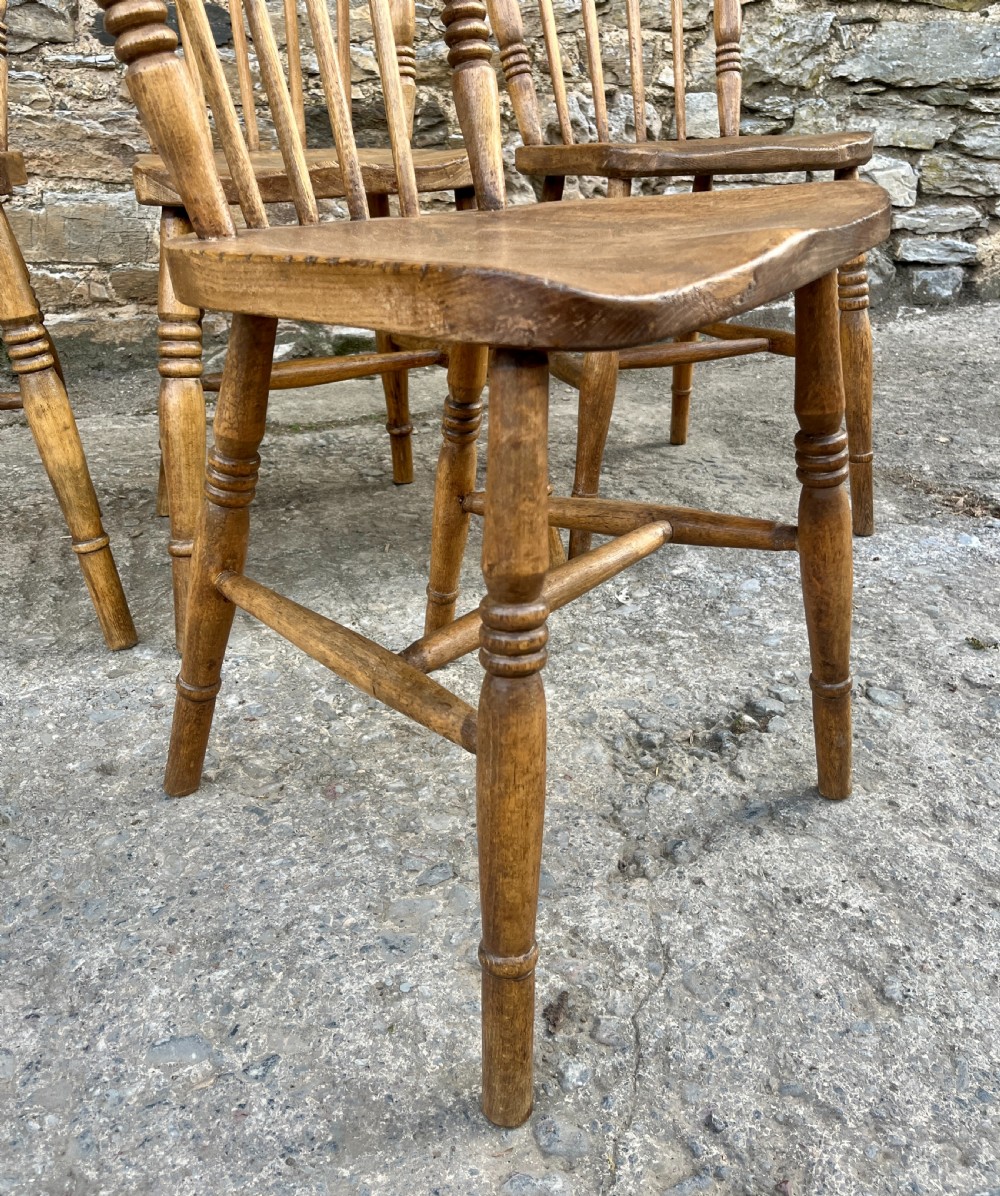 Set of 4 Antique Elm Kitchen Chairs View VIII