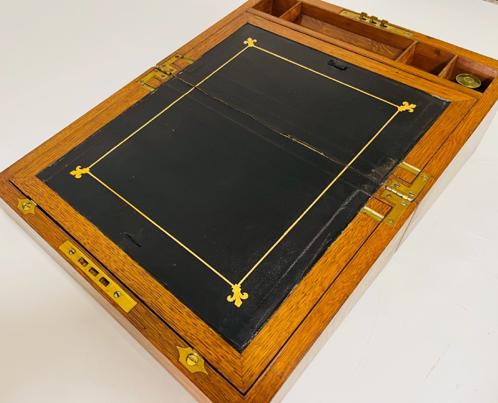 Victorian Oak Writing Slope with Secret Drawers View V
