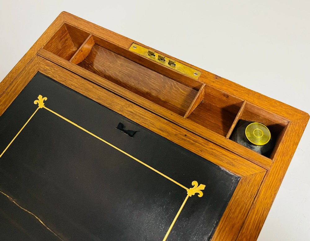 Victorian Oak Writing Slope with Secret Drawers View IX