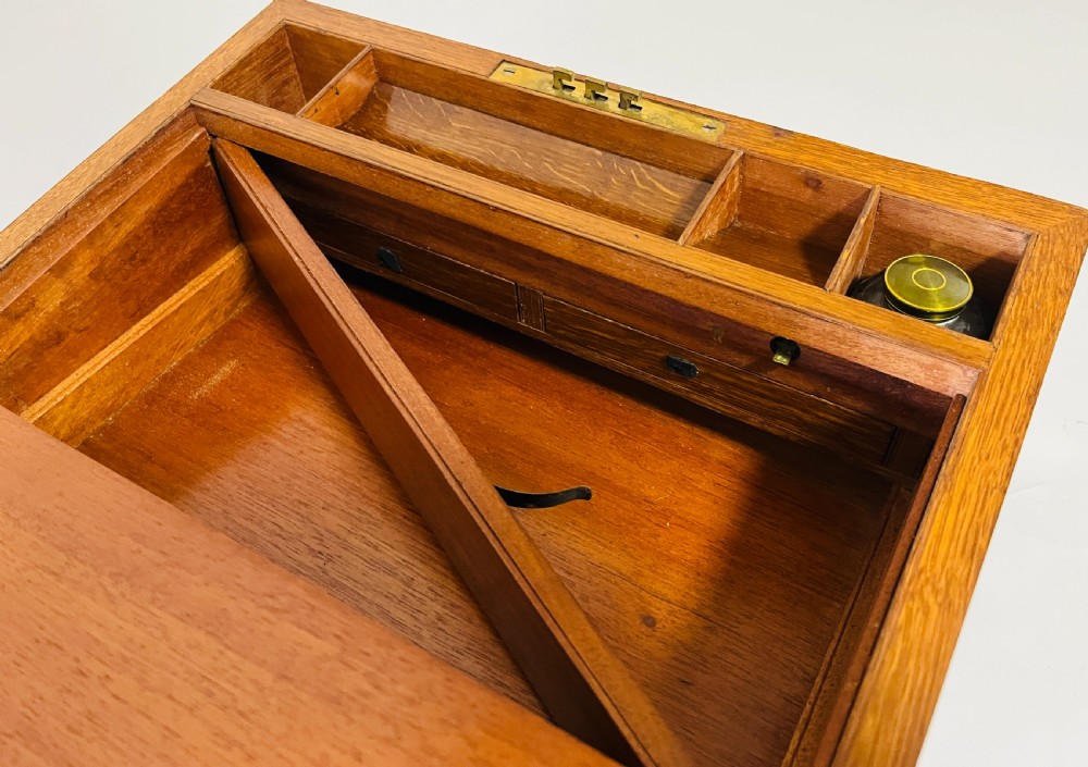 Victorian Oak Writing Slope with Secret Drawers View X