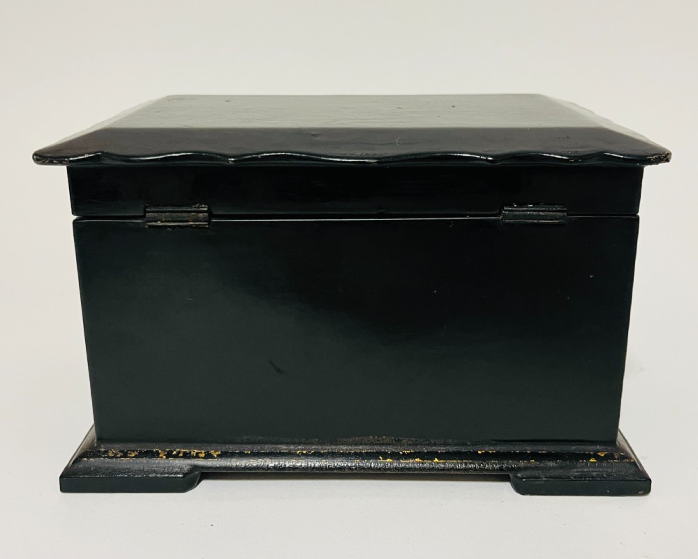 Antique Black Lacquered Tea Caddy View IV