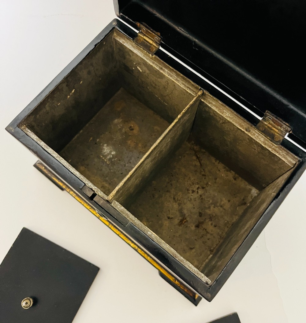 Antique Black Lacquered Tea Caddy View V
