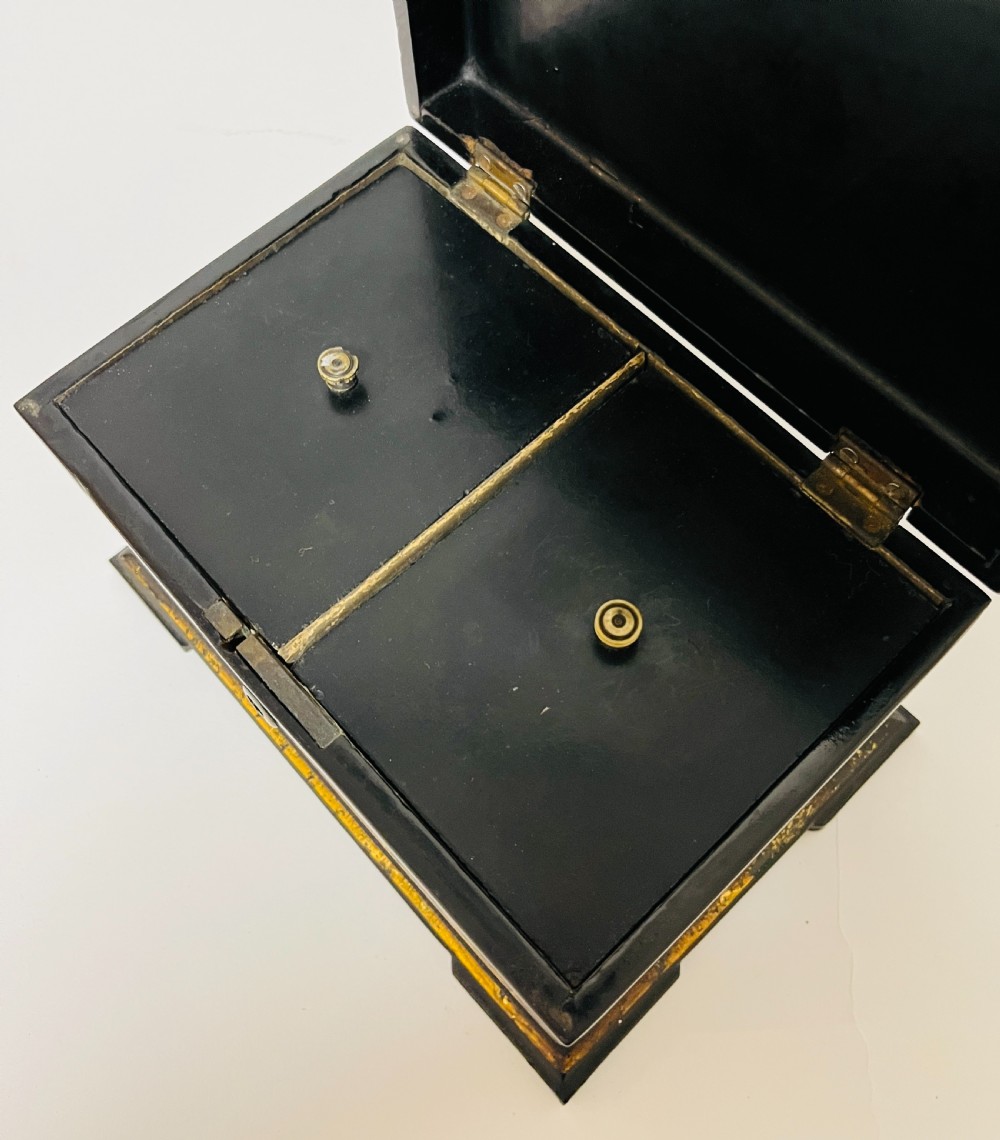 Antique Black Lacquered Tea Caddy View VII
