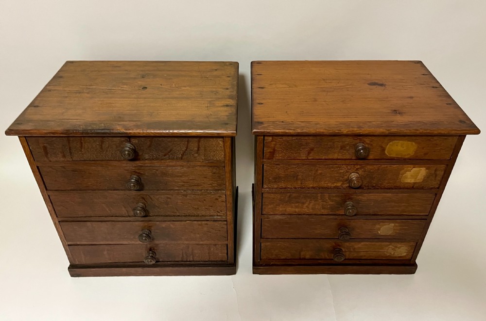 Pair of Antique Pine and Oak Collectors Cabinets View II