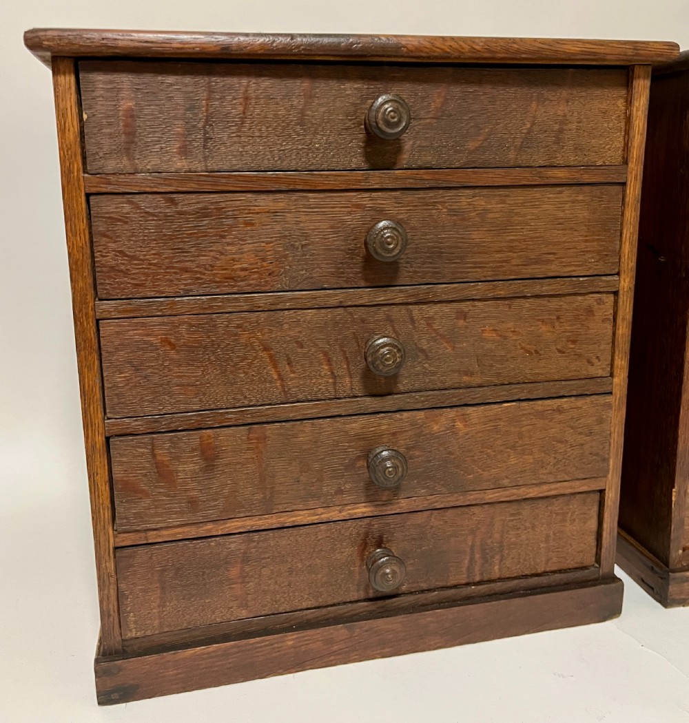 Pair of Antique Pine and Oak Collectors Cabinets View III