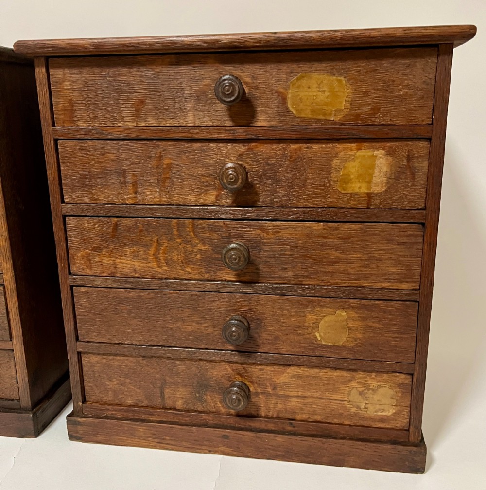 Pair of Antique Pine and Oak Collectors Cabinets View VI