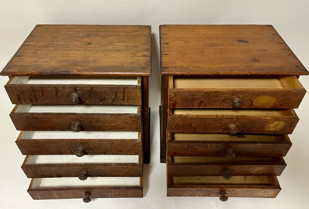 Pair of Antique Pine and Oak Collectors Cabinets View VIII