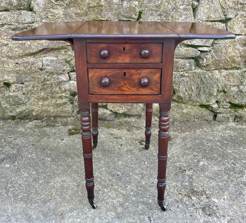 Regency Mahogany Drop Flap Work Table View XVII
