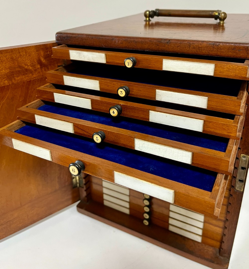Victorian Mahogany Microscope Slide Cabinet View VI