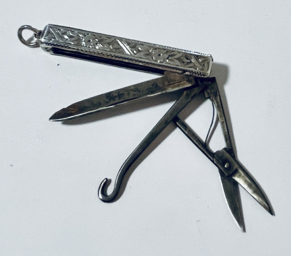 Victorian Silver Chatelaine Folding Tool