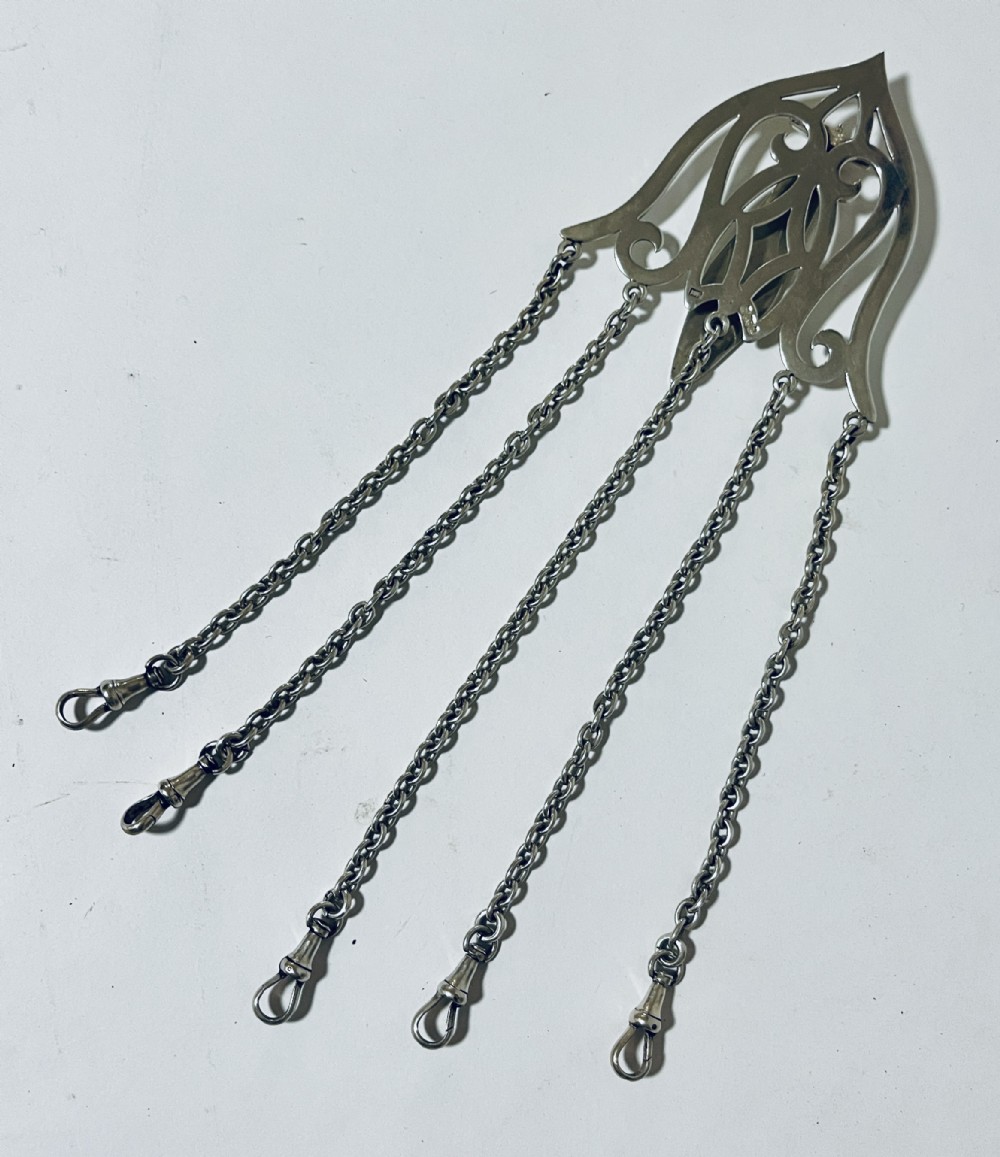 Antique Silver 5 Chain Chatelaine
