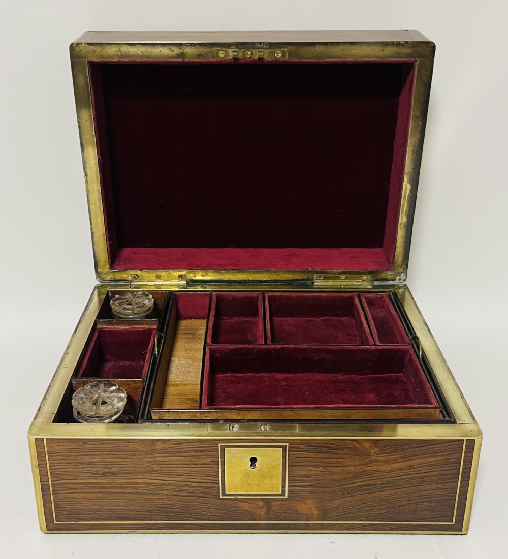 Antique Rosewood Brass Bound Vanity Box