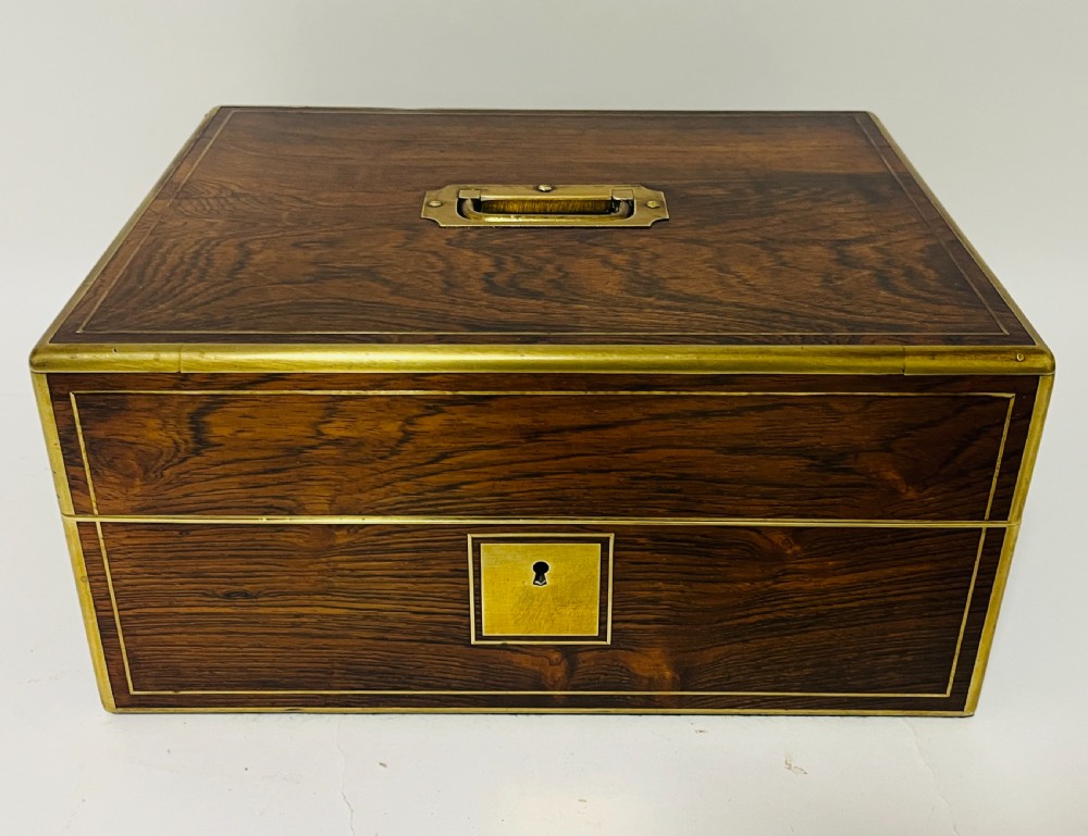 Antique Rosewood Brass Bound Vanity Box View V