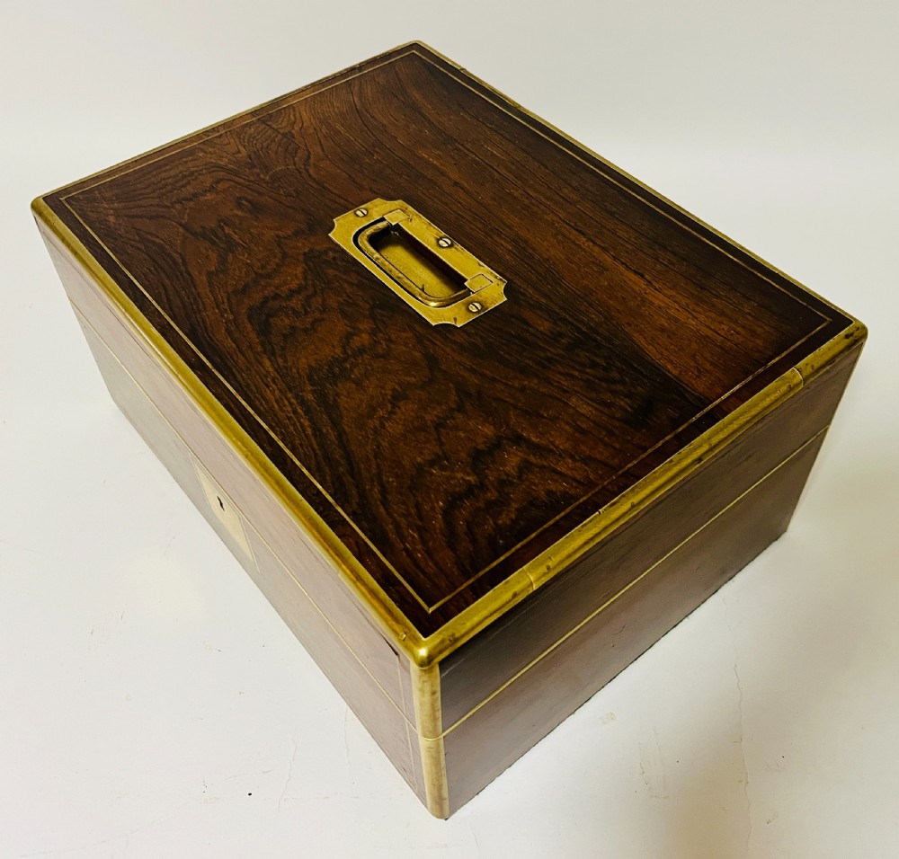 Antique Rosewood Brass Bound Vanity Box View VI