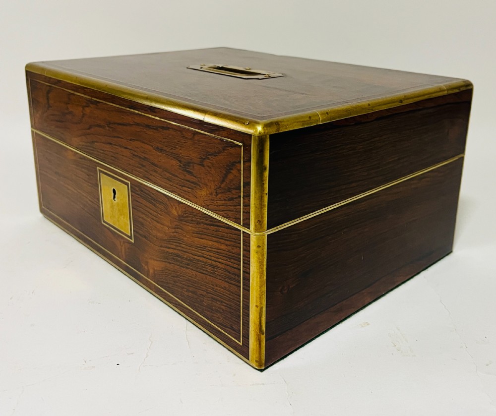 Antique Rosewood Brass Bound Vanity Box View VIII