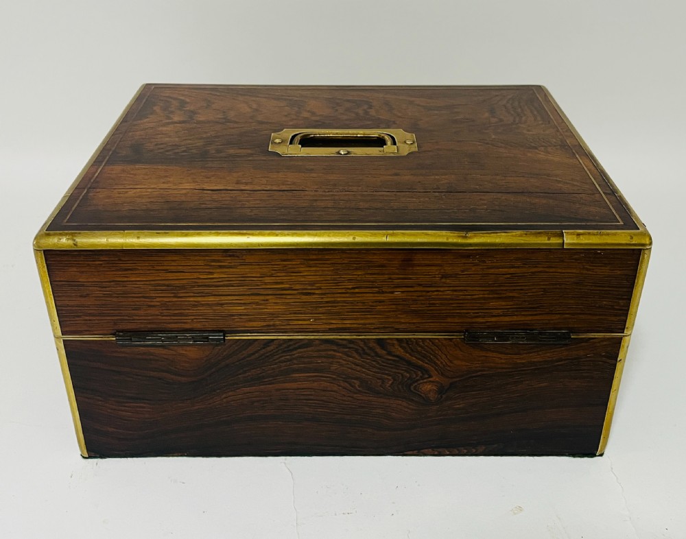 Antique Rosewood Brass Bound Vanity Box View IX