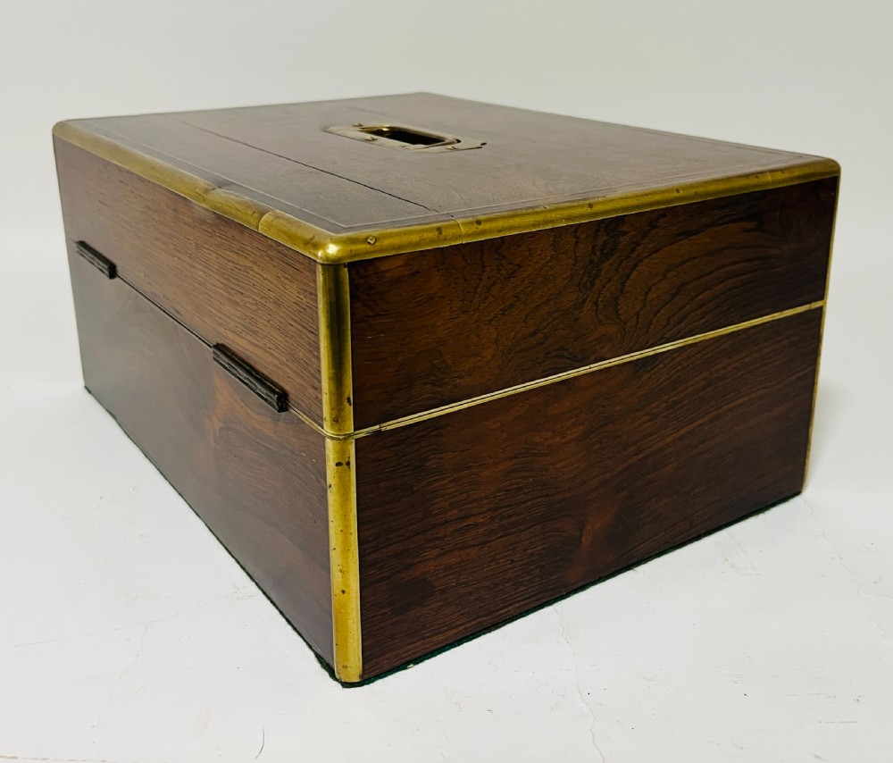 Antique Rosewood Brass Bound Vanity Box View X