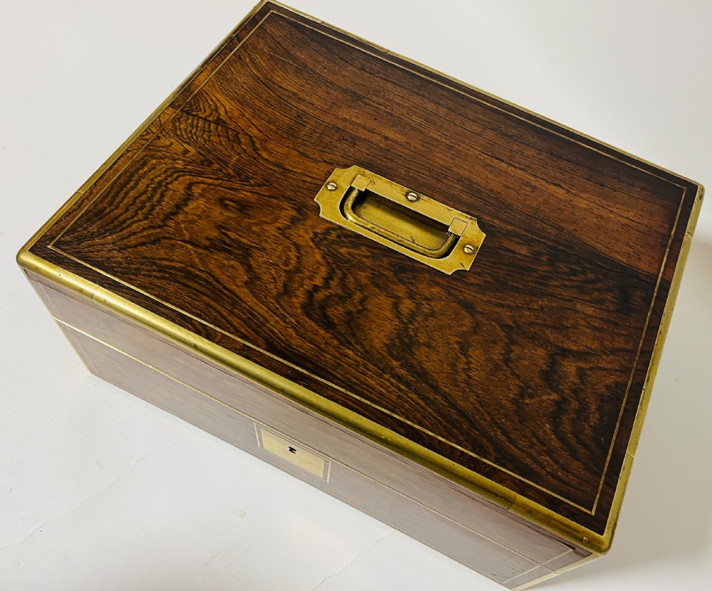 Antique Rosewood Brass Bound Vanity Box View XI