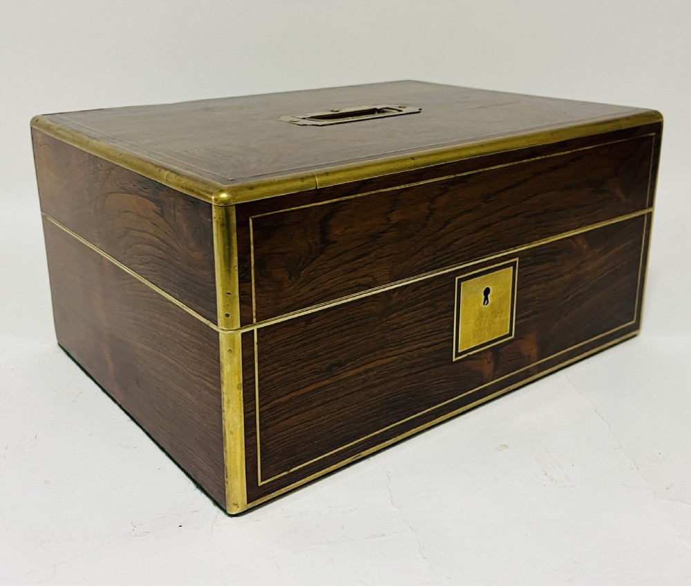 Antique Rosewood Brass Bound Vanity Box View XV