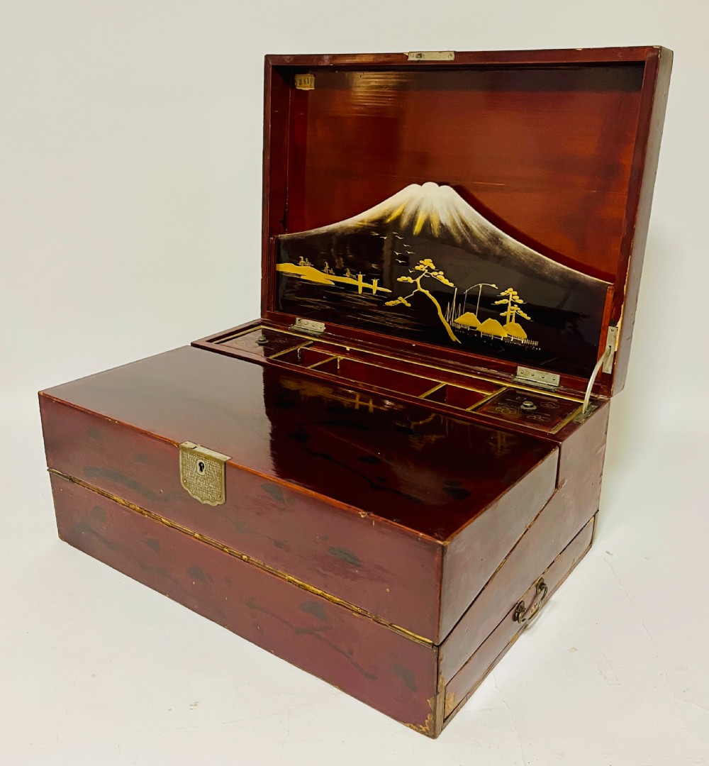 Antique Japanese Lacquer Writing Box View XI