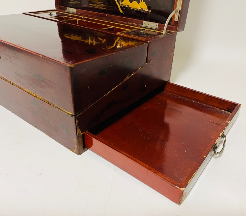 Antique Japanese Lacquer Writing Box View XII
