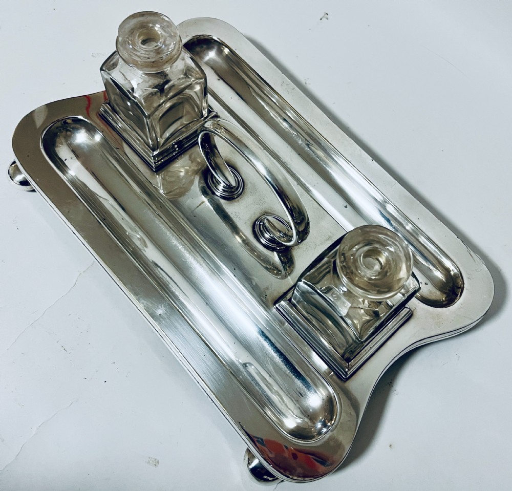 Antique Silver Plated Desk Stand View V