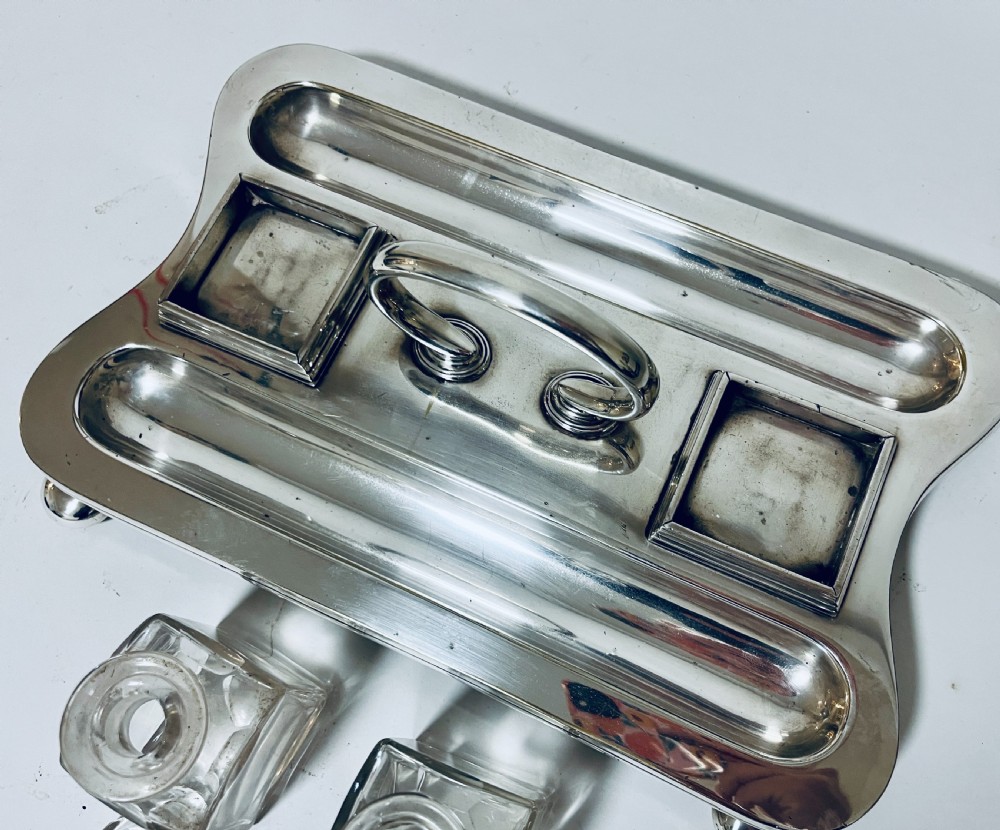 Antique Silver Plated Desk Stand View VII