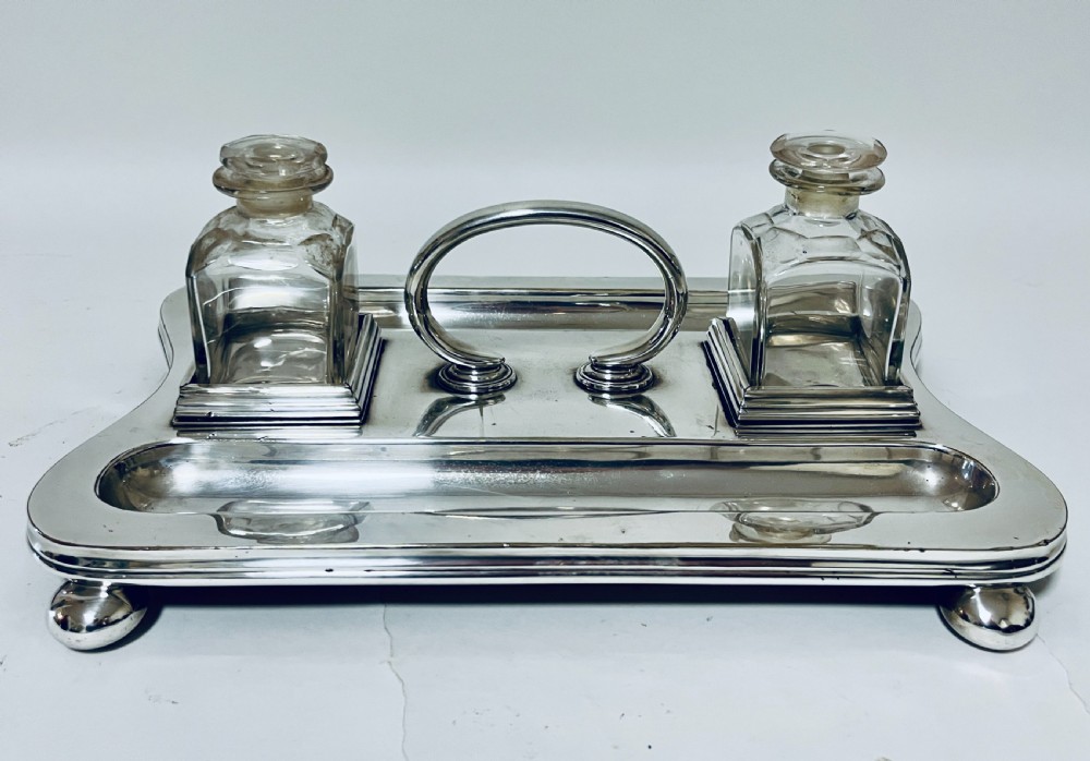 Antique Silver Plated Desk Stand View IX