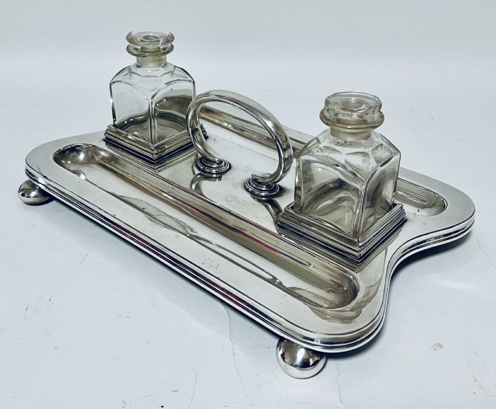 Antique Silver Plated Desk Stand View XII