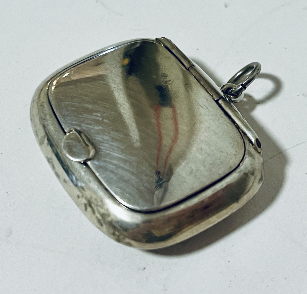 Antique Silver Chatelaine Box with Mirror