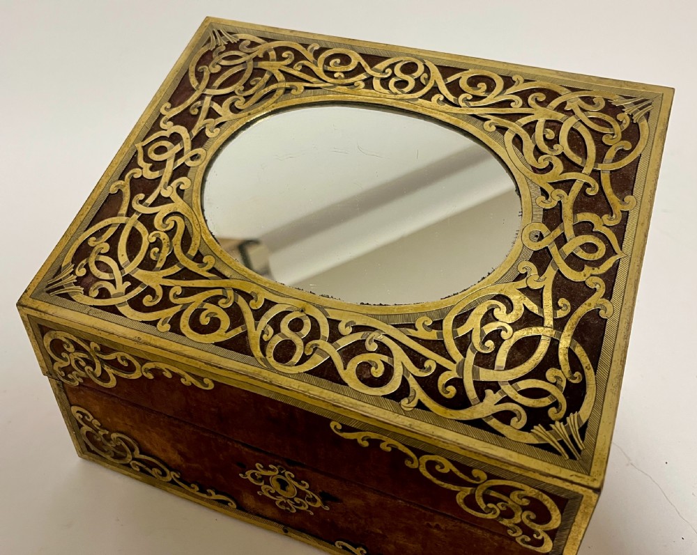 Victorian Gilt Brass and Velvet Stationery Box View VII