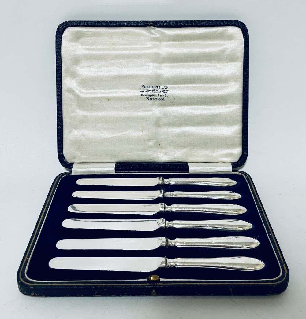 Set of 6 Antique Silver Butter Knives