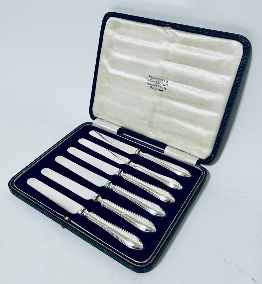 Set of 6 Antique Silver Butter Knives View II