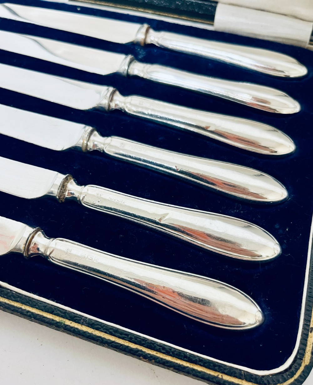 Set of 6 Antique Silver Butter Knives View IX