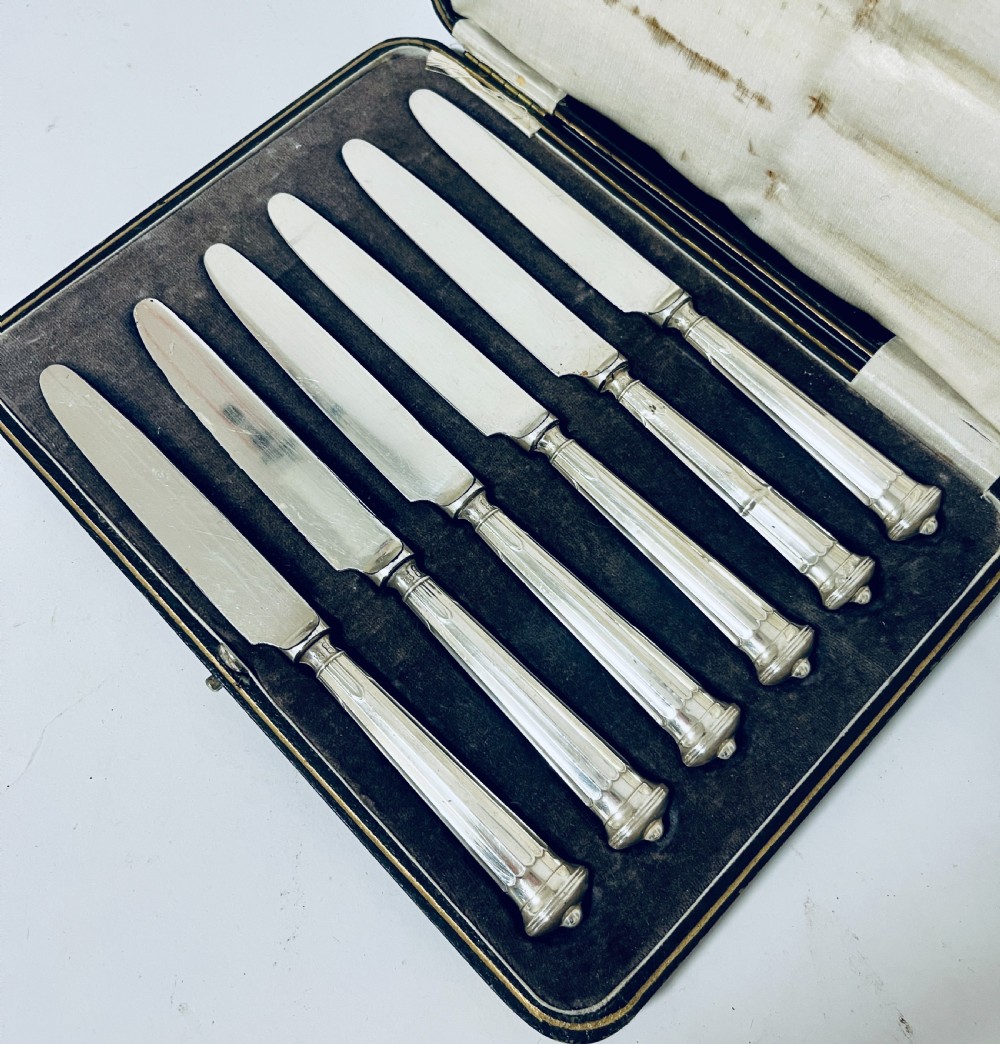 Set of 6 Antique Silver Knives View II