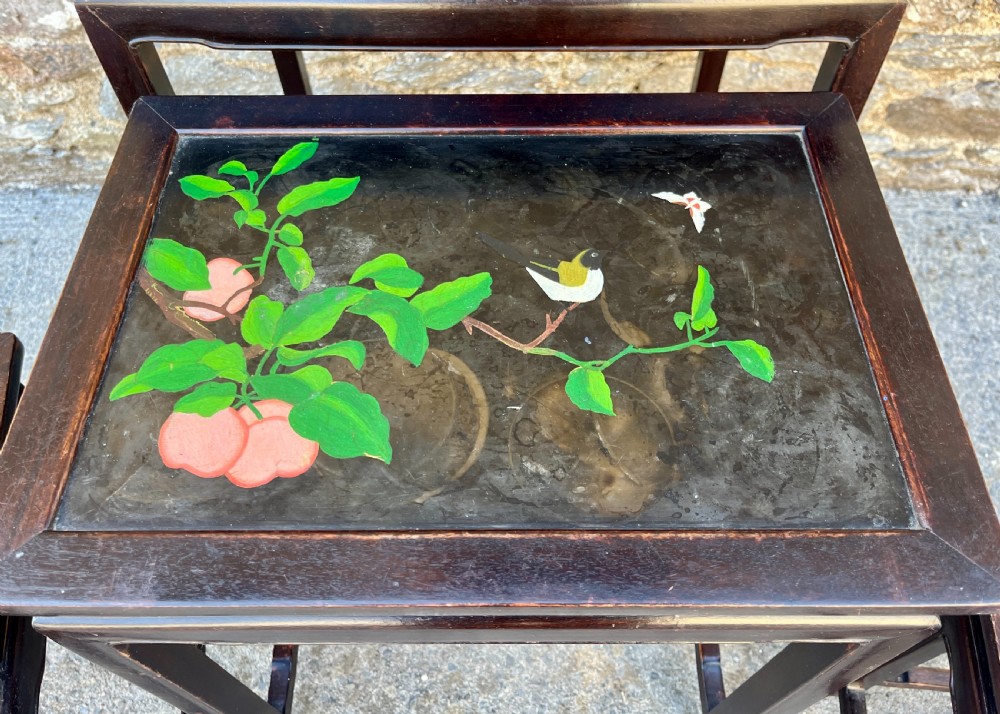 Antique Chinese Hand Painted Nest of 4 Tables View VII