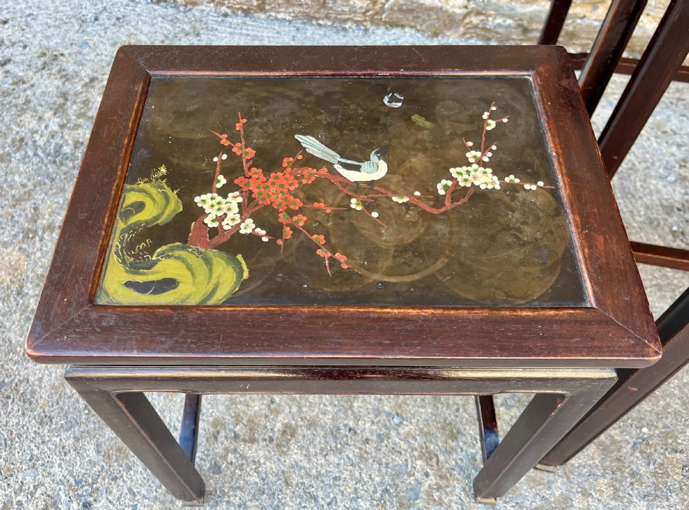 Antique Chinese Hand Painted Nest of 4 Tables View X