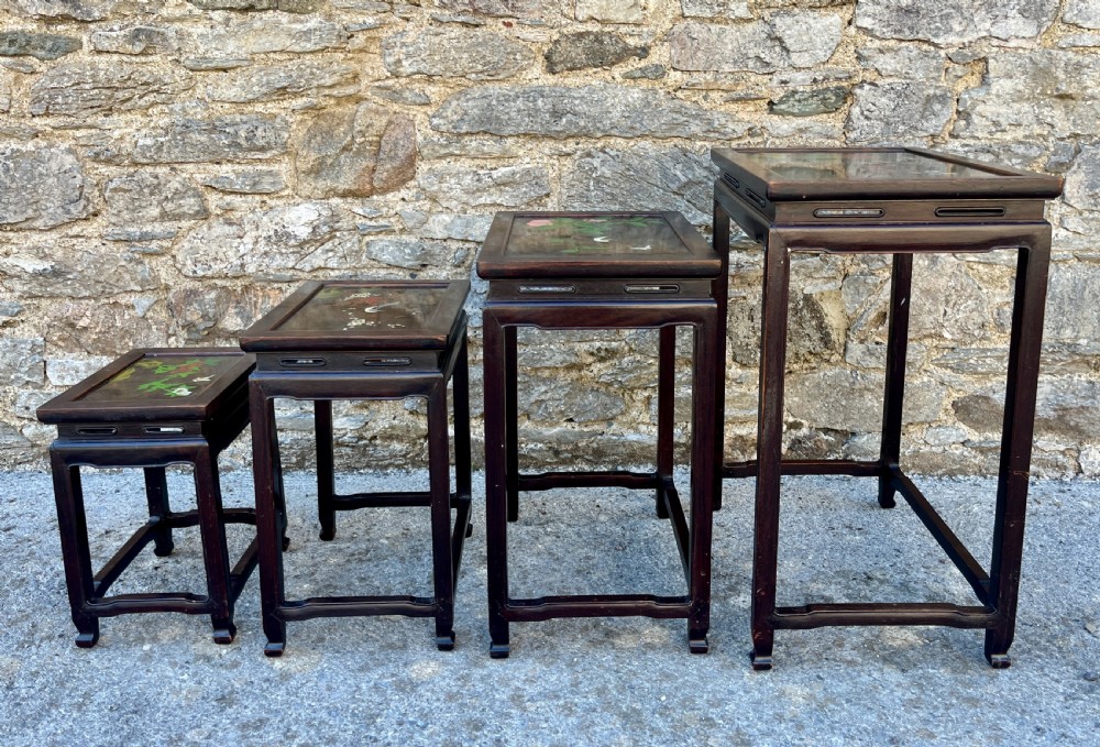 Antique Chinese Hand Painted Nest of 4 Tables View XII