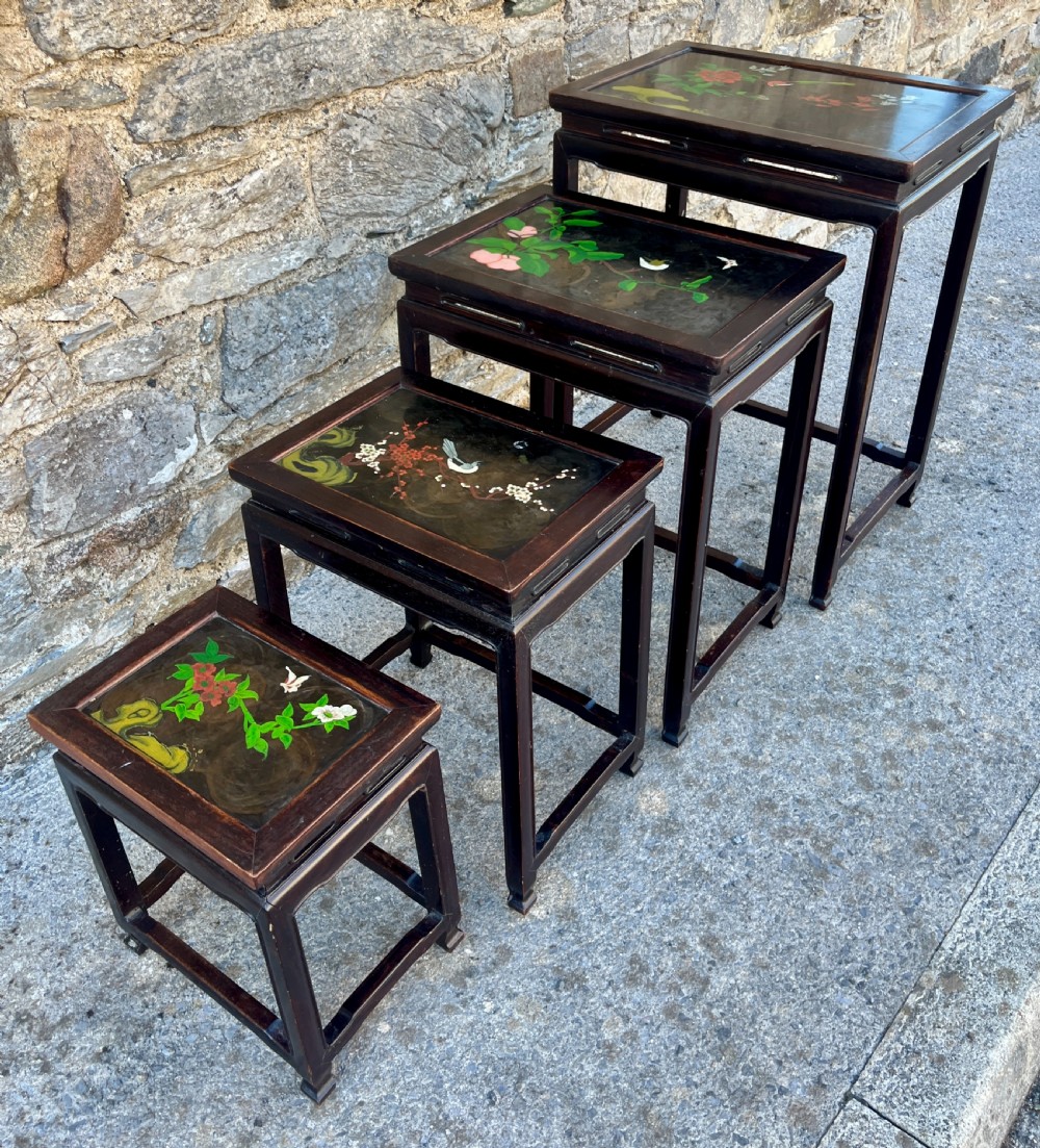 Antique Chinese Hand Painted Nest of 4 Tables View XVIII