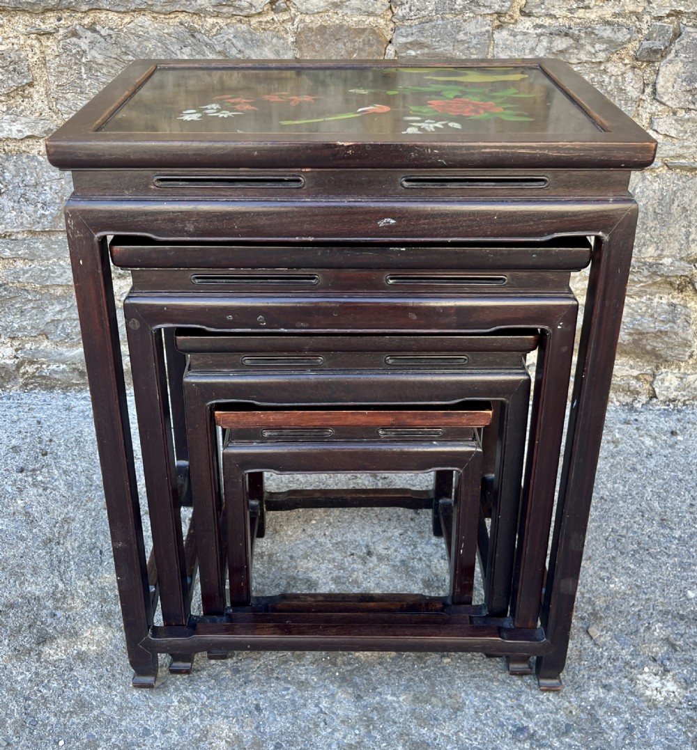 Antique Chinese Hand Painted Nest of 4 Tables View XIX