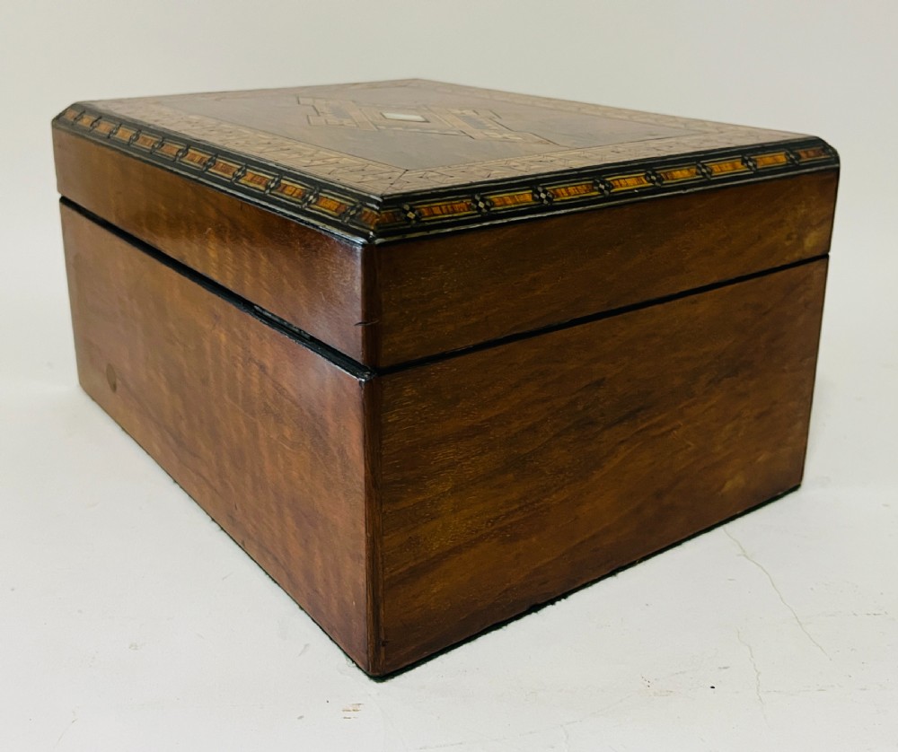 Victorian Walnut Tunbridge Inlaid Jewellery Box View X