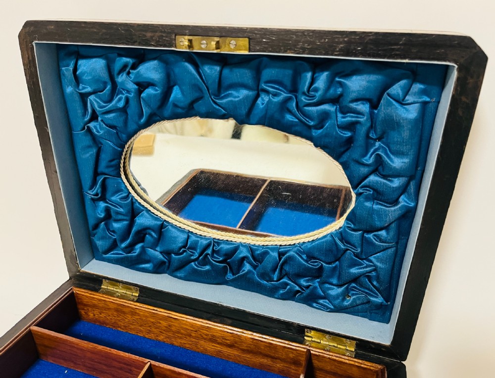 Victorian Walnut Tunbridge Inlaid Jewellery Box View XII