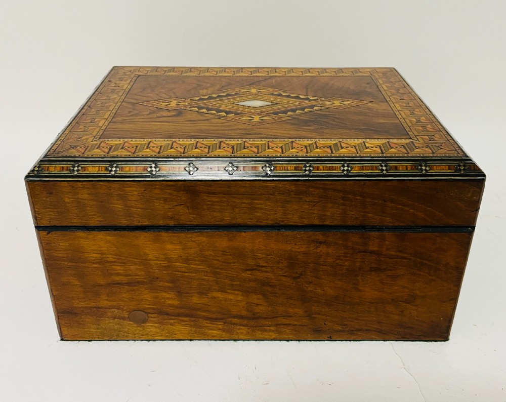 Victorian Walnut Tunbridge Inlaid Jewellery Box View XIII