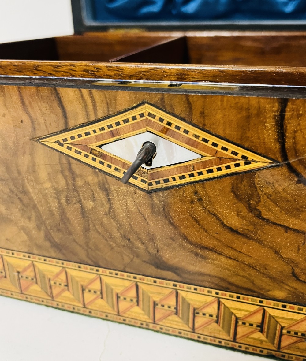 Victorian Walnut Tunbridge Inlaid Jewellery Box View XV
