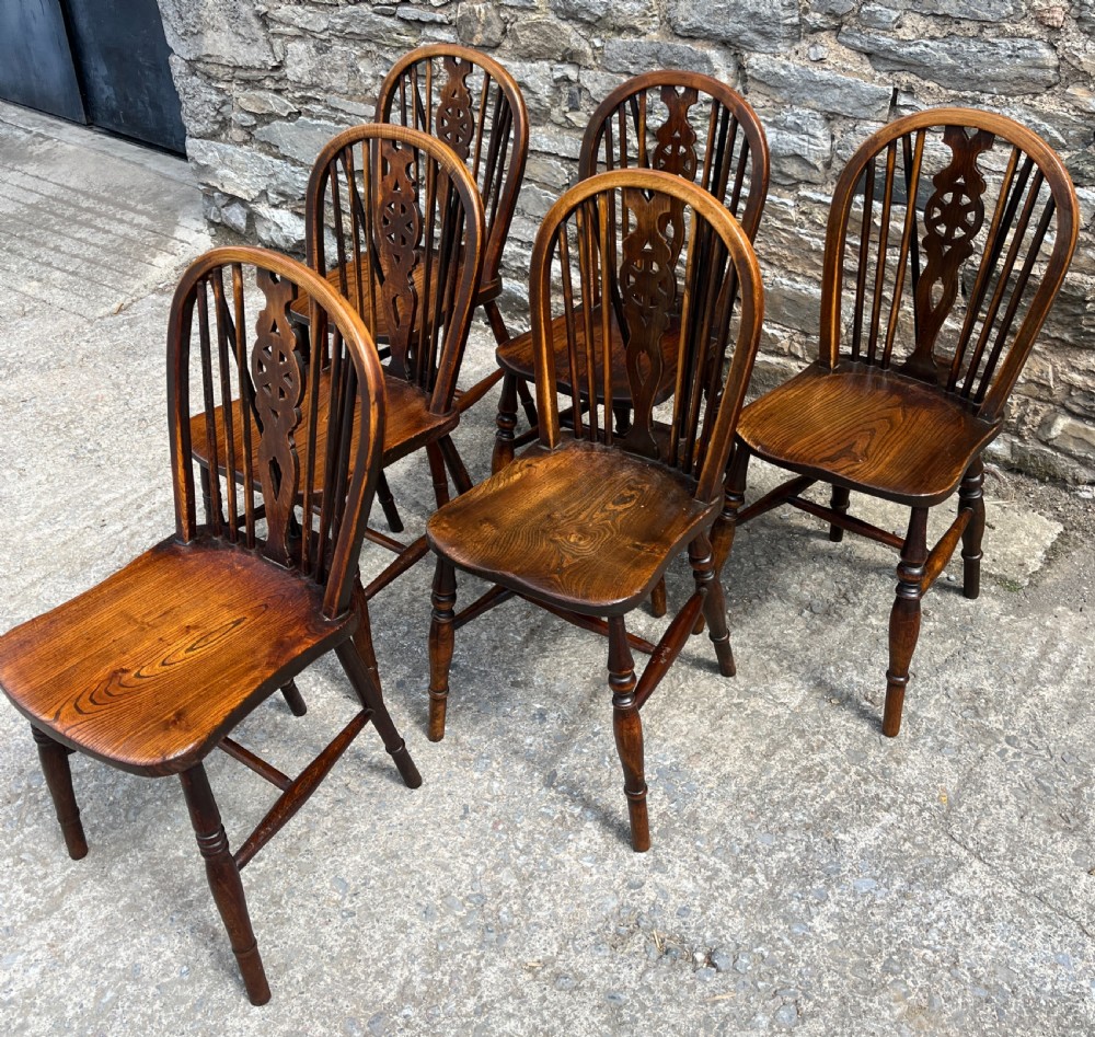 Harlequin Set of 6 Antique Wheelback Chairs View III
