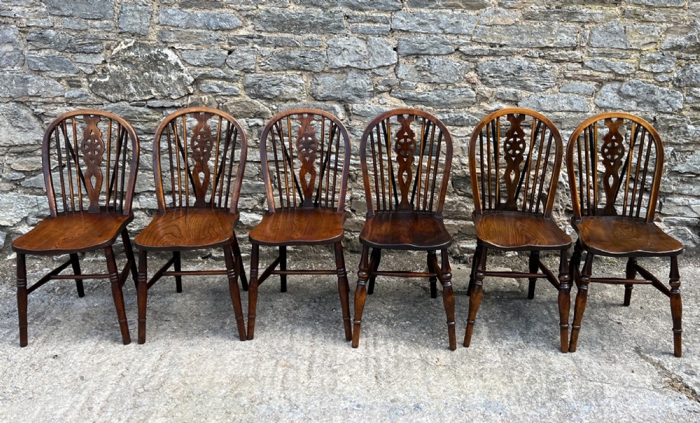 Harlequin Set of 6 Antique Wheelback Chairs View IV