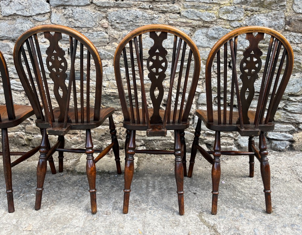 Harlequin Set of 6 Antique Wheelback Chairs View V