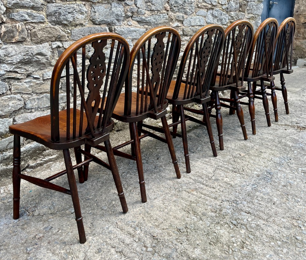Harlequin Set of 6 Antique Wheelback Chairs View VI